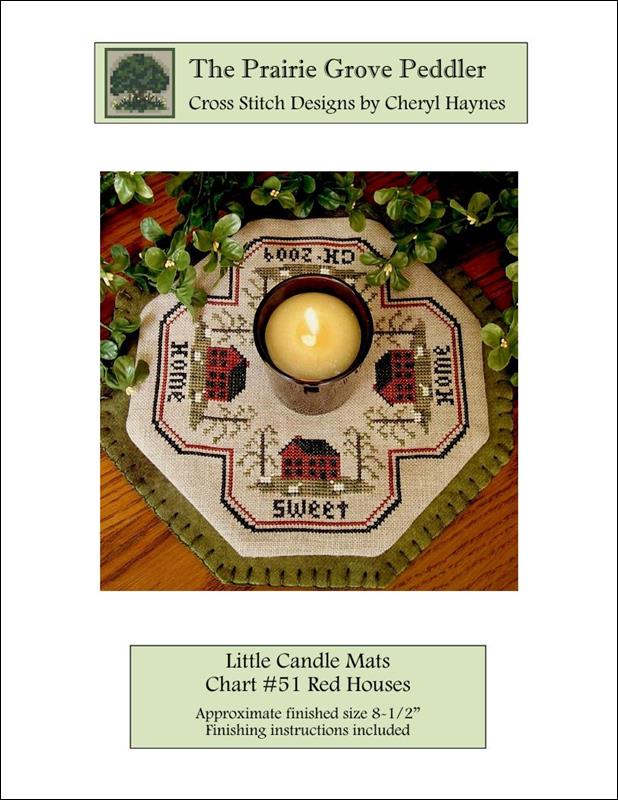 Prairie Grove Peddler Little Candle Mats- Red Houses 51 cross stitch pattern