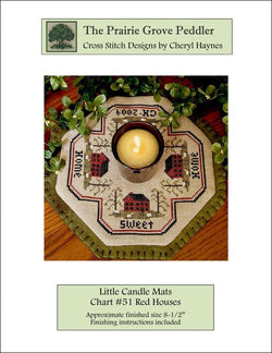 Prairie Grove Peddler Little Candle Mats- Red Houses 51 cross stitch pattern