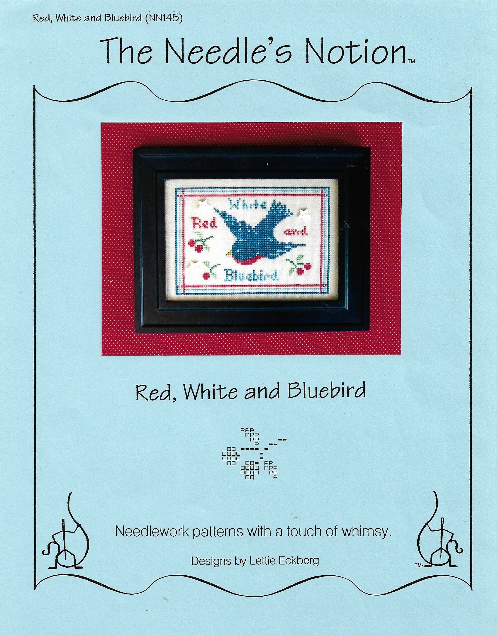 The Needle's Notion Red, White and Bluebird patriotic cross stitch pattern