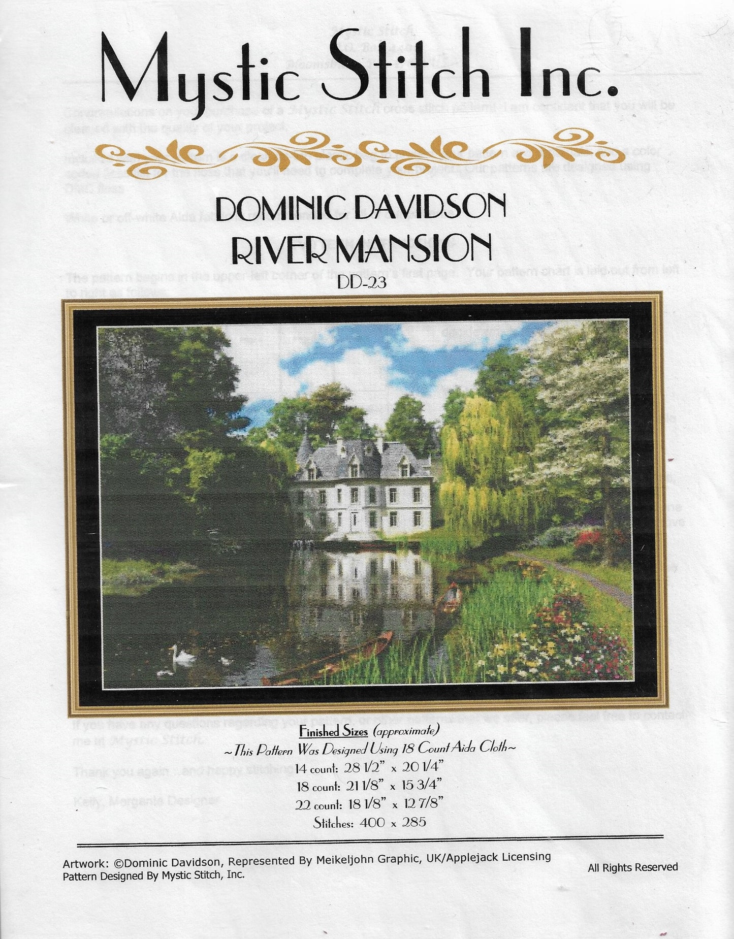 Mystic Stitch River Mansion DD-23 cross stitch pattern