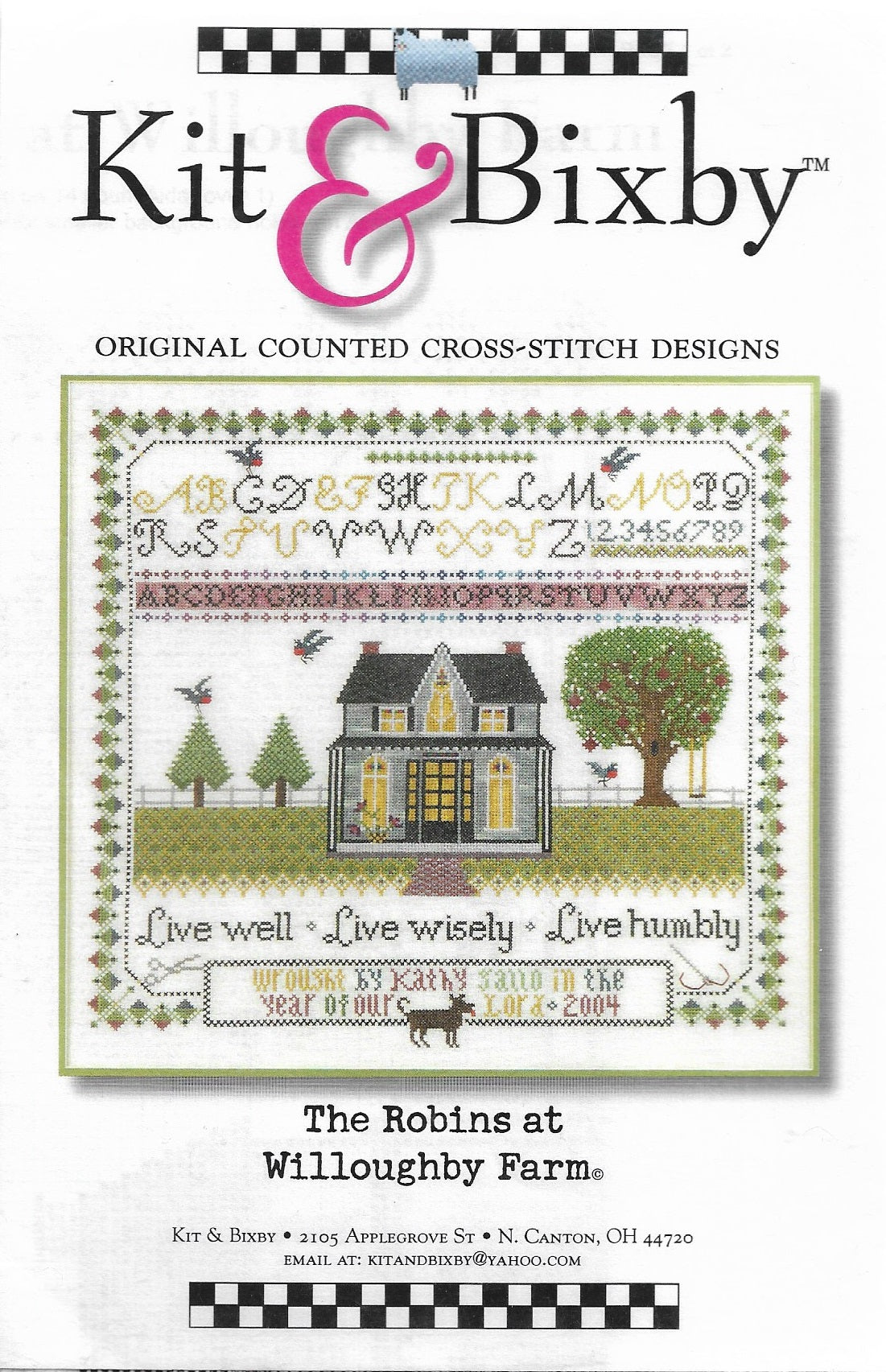 Kit & Bixby The Robins at Willoughby Farm cross stitch pattern