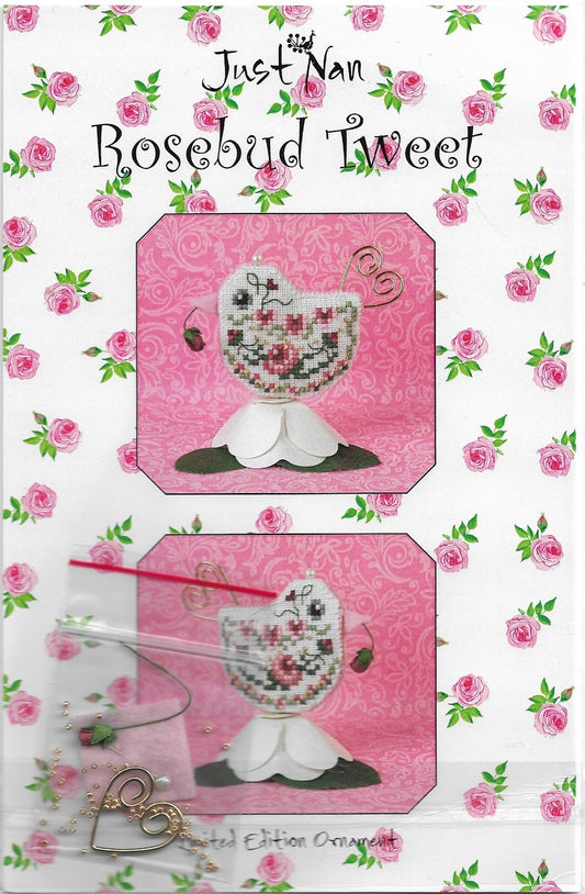 Just Nan Rosebud Tweet JNLERT cross stitch ornament pattern