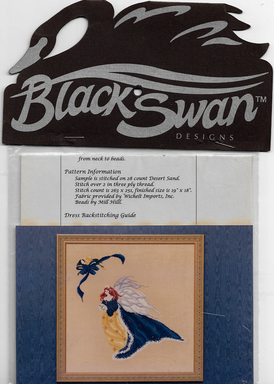 Black Swan Rose in Winter Angel cross stitch pattern