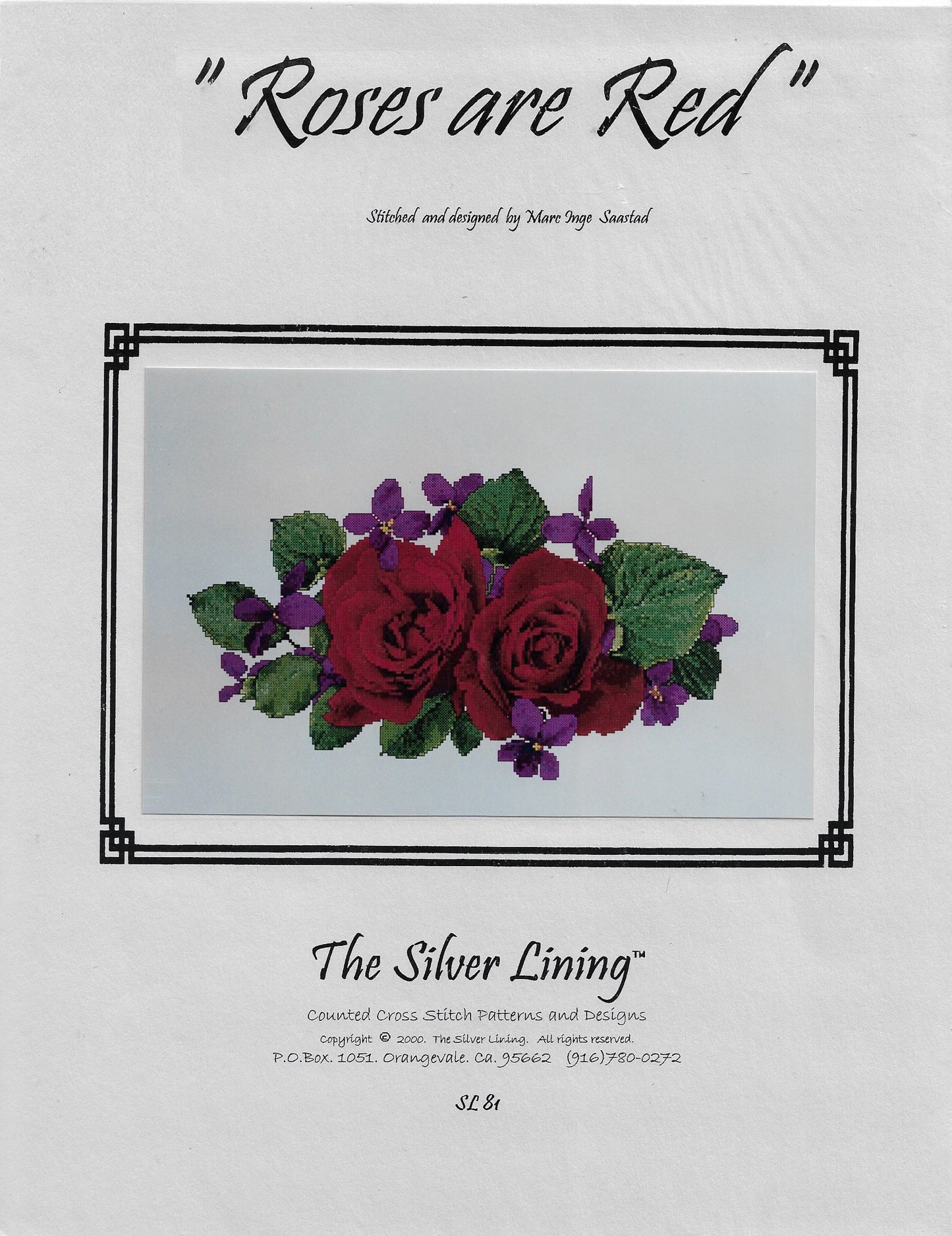 Silver Lining Roses Are red SL81 rose cross stitch pattern