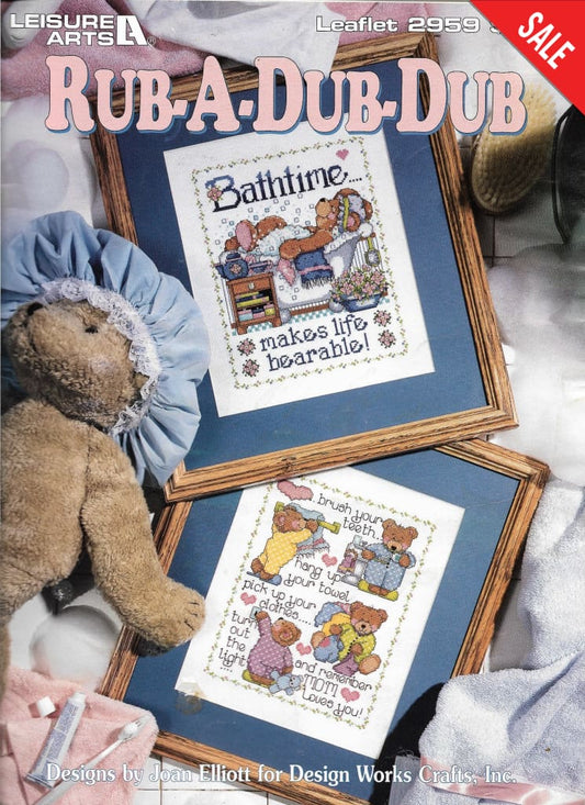 Leisure Arts Rub-A-Dub-Dub 2959 baby bath time cross stitch pattern