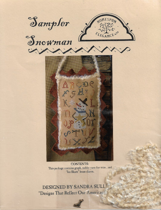 Homespun Elegance Sampler Snowman cross stitch pattern
