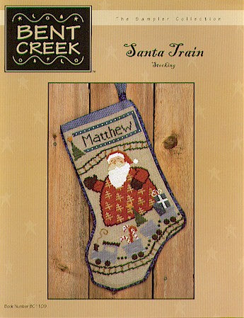 Bent Creek Santa Train Stocking Christmas cross stitch pattern