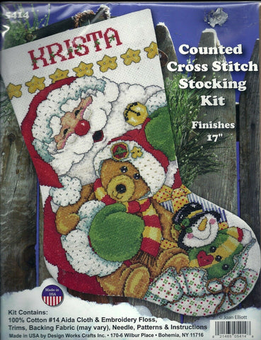 Design Works Santa and Friends 5414 cross stitch stocking kit