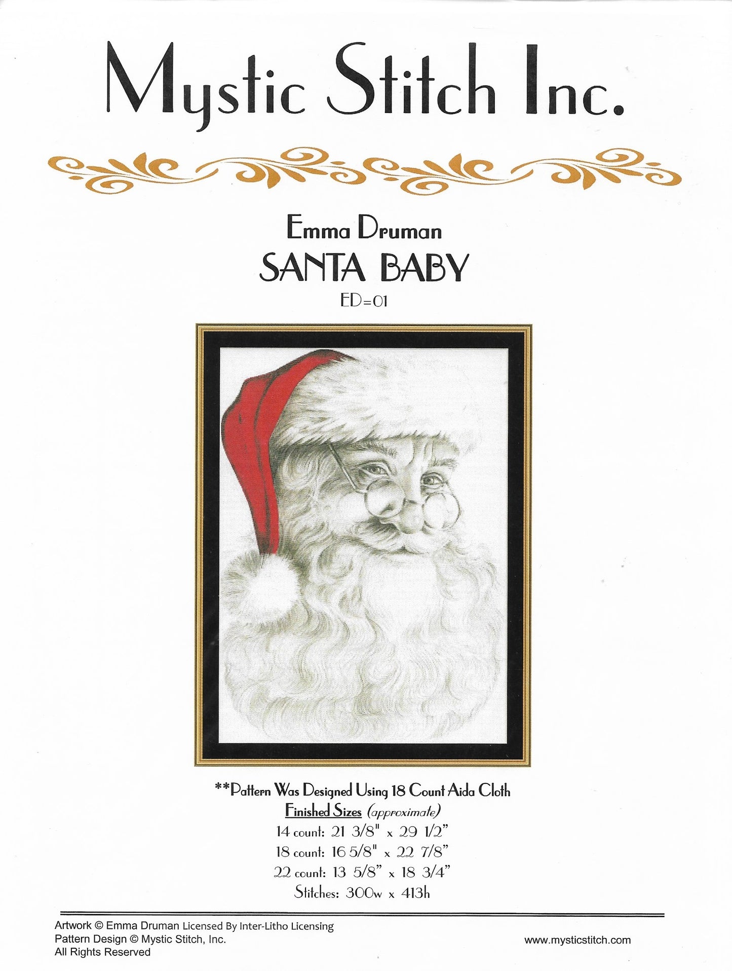 Mystic Stitch Santa Baby christmas cross stitch pattern