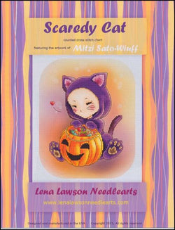 Lena Lawson Scaredy Cat Halloween cross stitch pattern