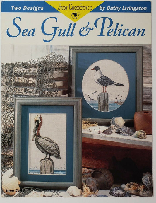 Just CrossStitch Sea Gull & Pelican 184 sea bird cross stitch pattern
