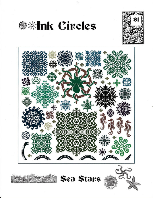 Ink Circles Sea Stars S1 cross stitch mandala pattern