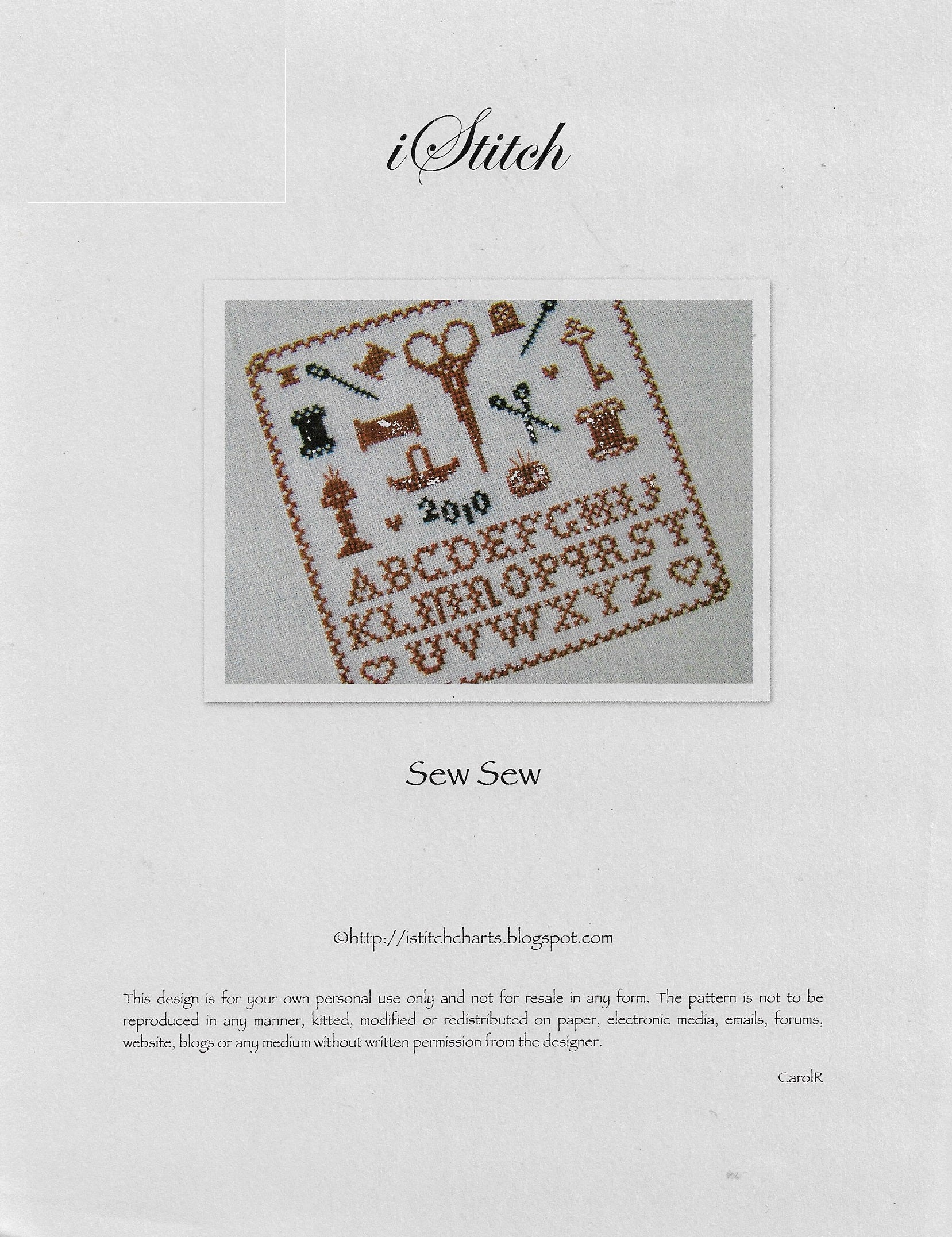 iStitch Sew Sew cross stitch pattern