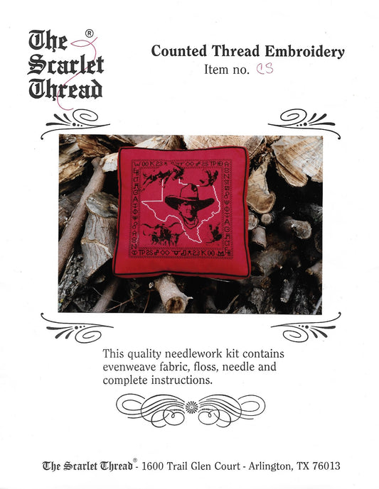 The Scarlett Thread Shadow Texas cowboy cross stitch kit
