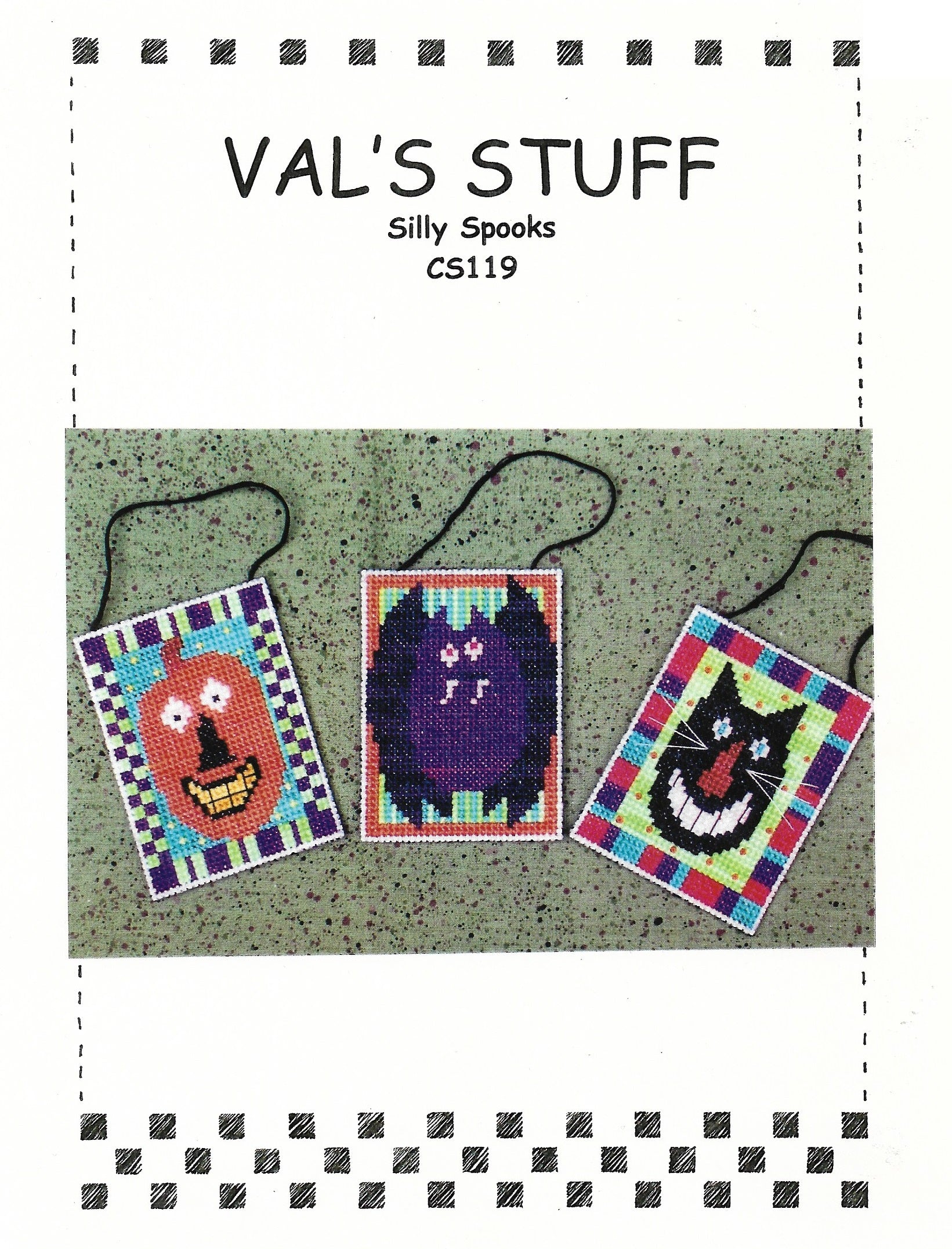 Val's Stuff Silly Spooks halloween ornaments cross stitch pattern