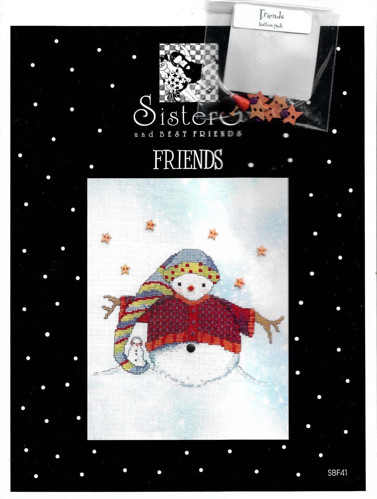 Sisters & Best friends Friends snowman cross stitch pattern