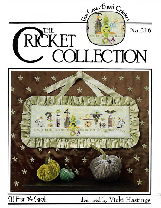Cricket Collection Sit For A Spell, CC316 halloween cross stitch pattern
