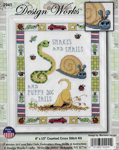 Design Works Snakes and Snails cross stitch kit