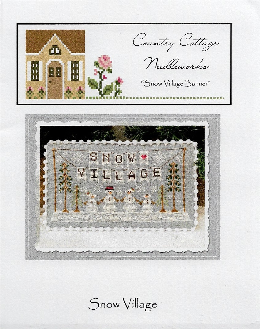 Country Cottage Needleworks Snow Village Banner Christmas Winter cross stitch pattern