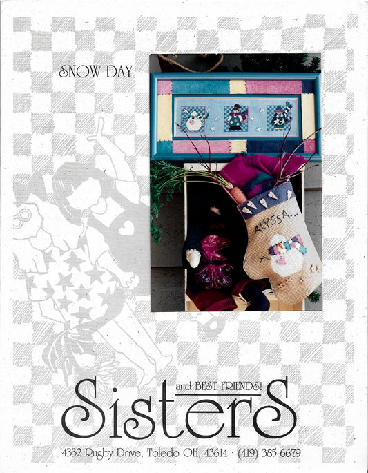 Sisters & Best friends Snow Day cross stitch pattern