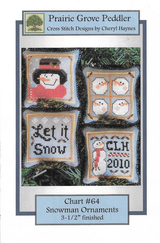 Prairie Grove Peddler Snowman Ornaments cross stitch pattern