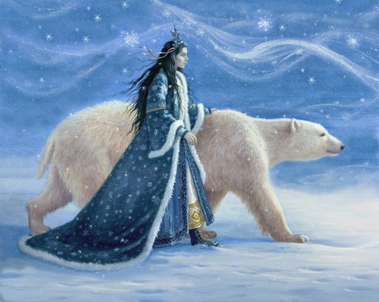 Heaven and Earth Designs Snow Princess polar bear fantasy cross stitch pattern