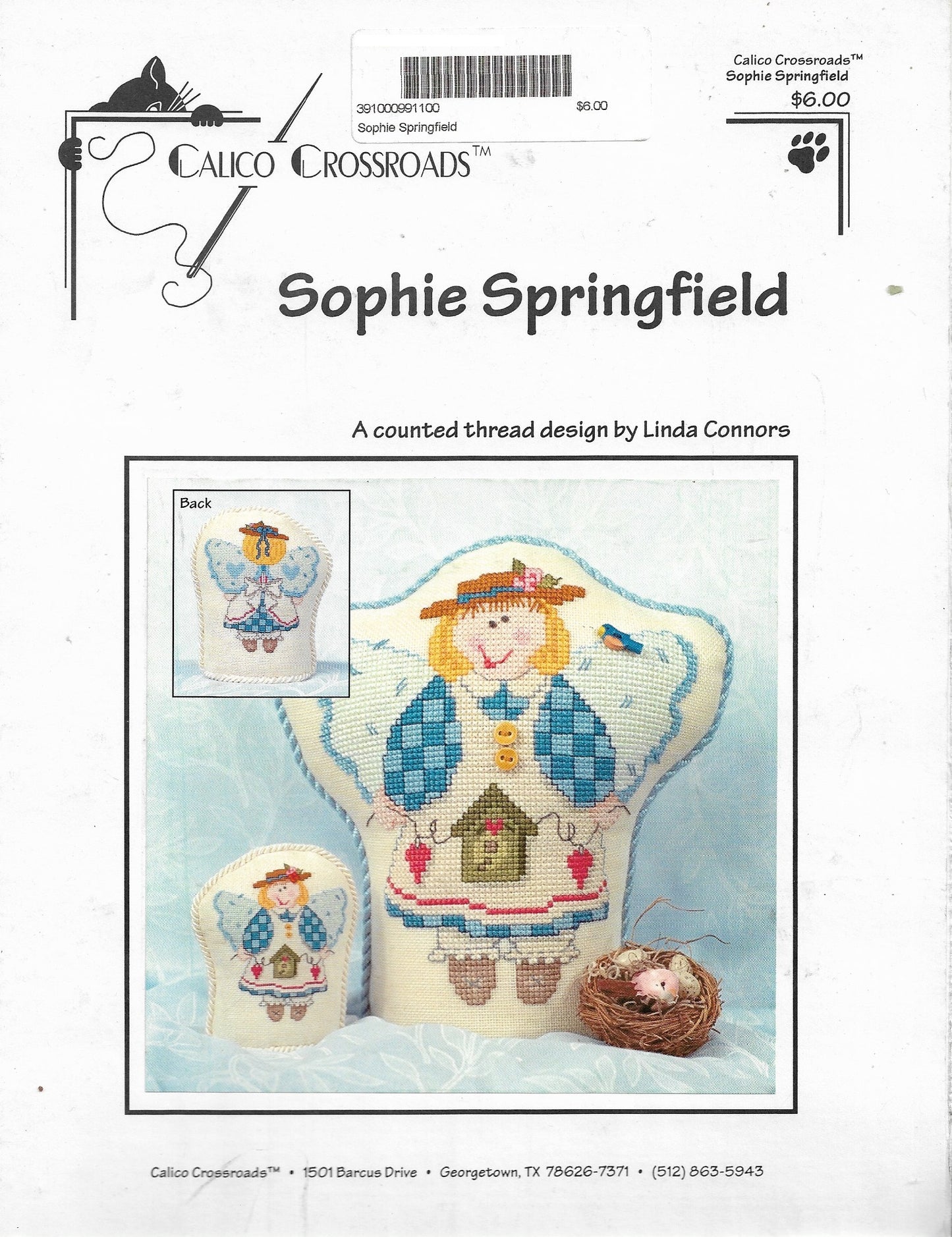 Calico Crossroads Sophie Springfield cross stitch pattern