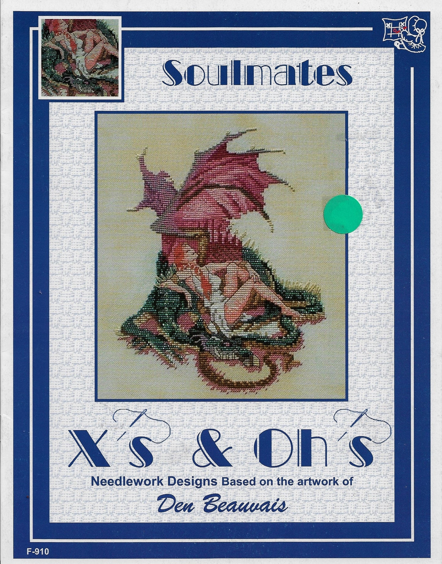 X's & Oh's Soulmates dragon fairy cross stitch pattern