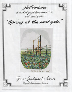 Art Ventures Spring at West Gate Texas landmark cross stitch pattern