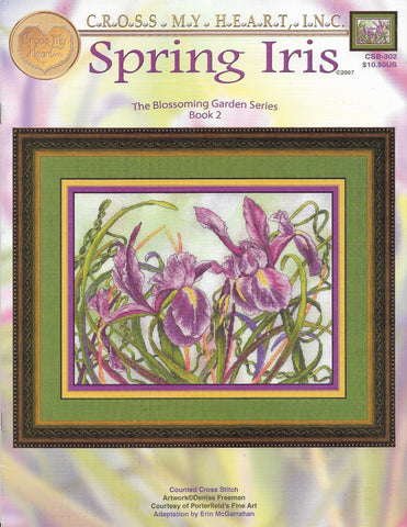 Cross My Heart Spring Iris CSB-302 flower cross sttch pattern