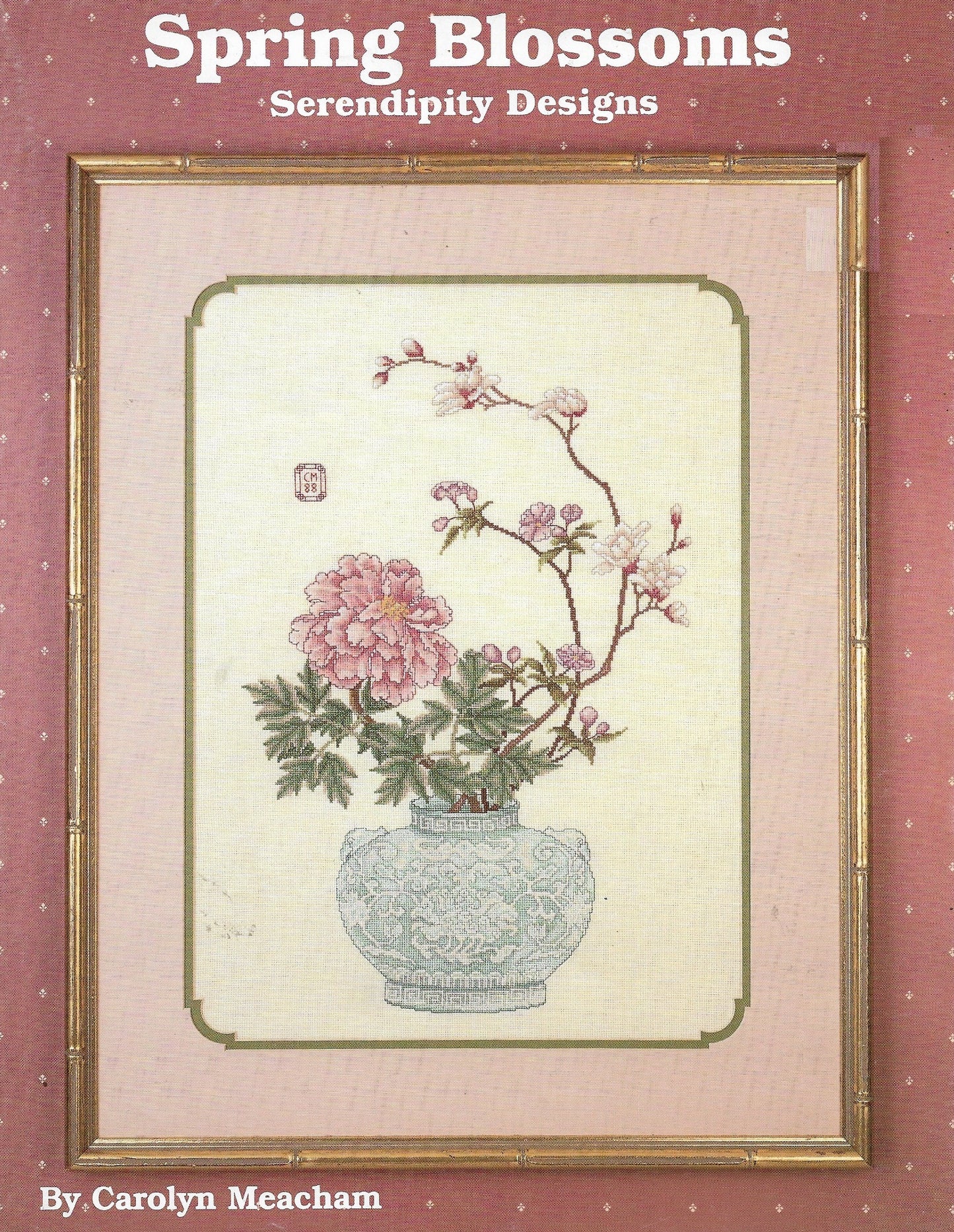 Serendipity Designs Spring Blossoms asian flower vase cross stitch pattern