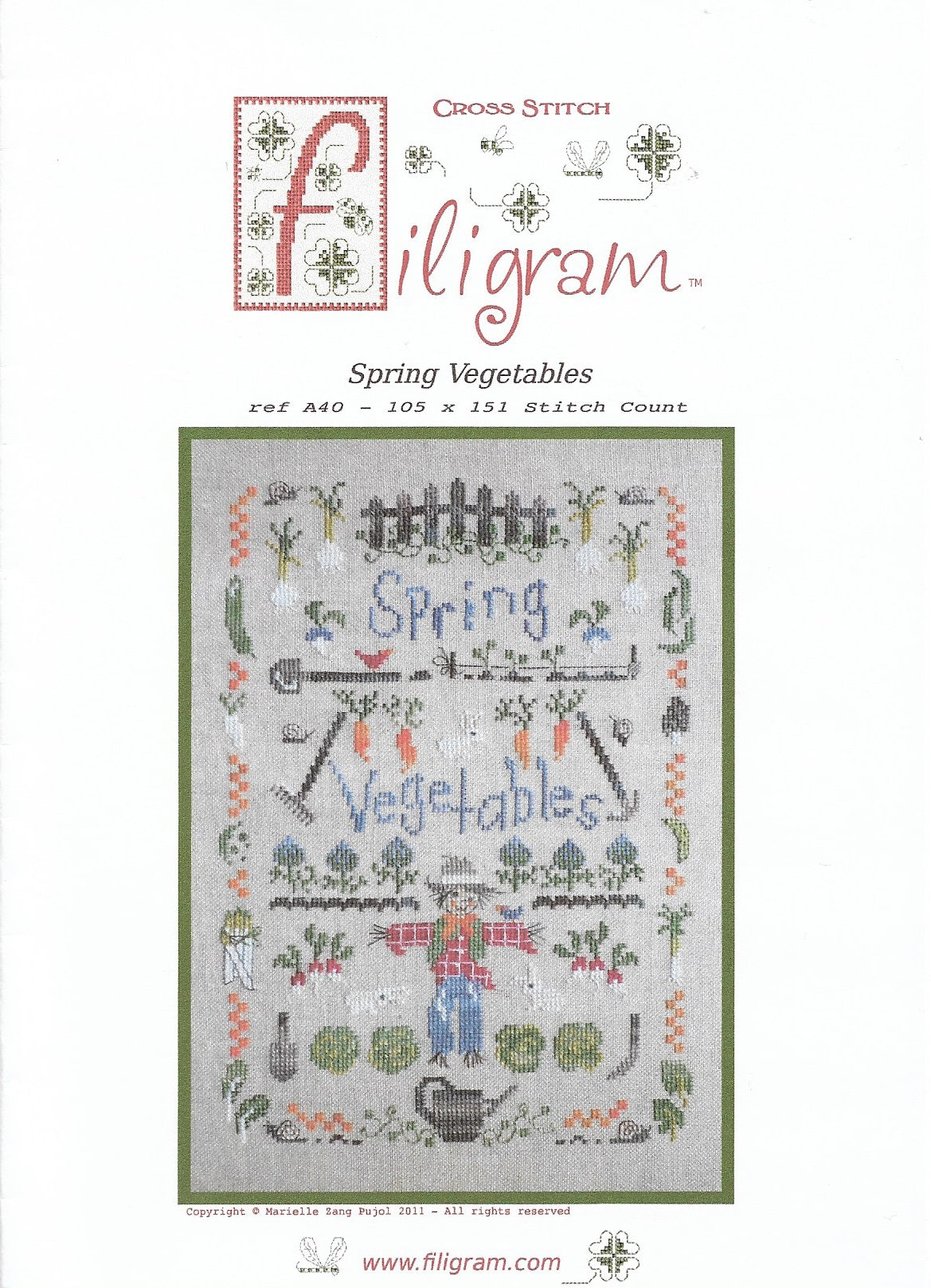 Filigram Spring Vegetables cross stitch pattern