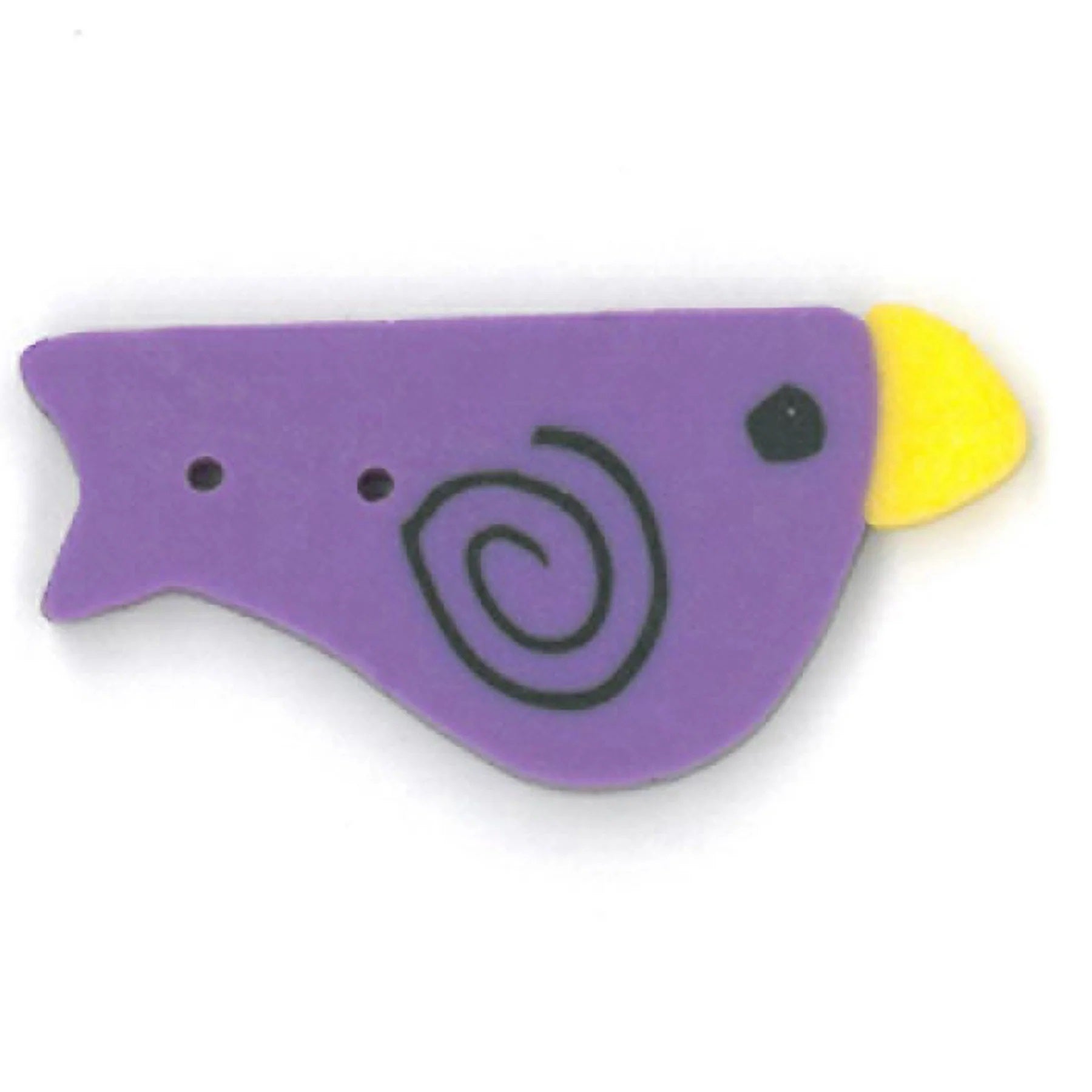 Just Another Button Company Purple Bird, SS1008.L clay hadmade 2-hole button
