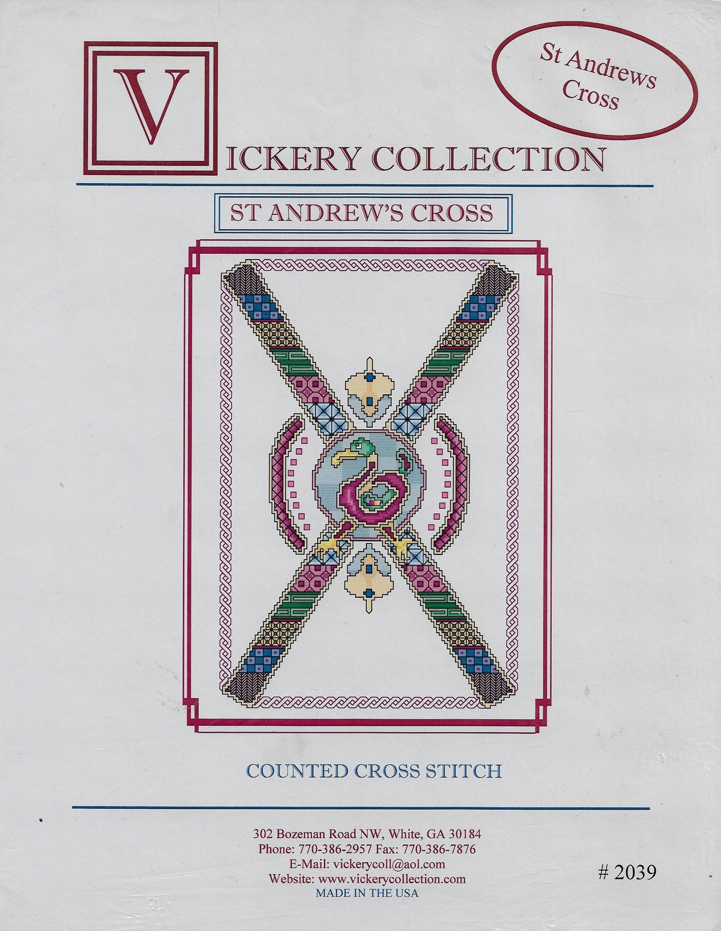 Vickery Collection St Andrews Cross cross stitch pattern