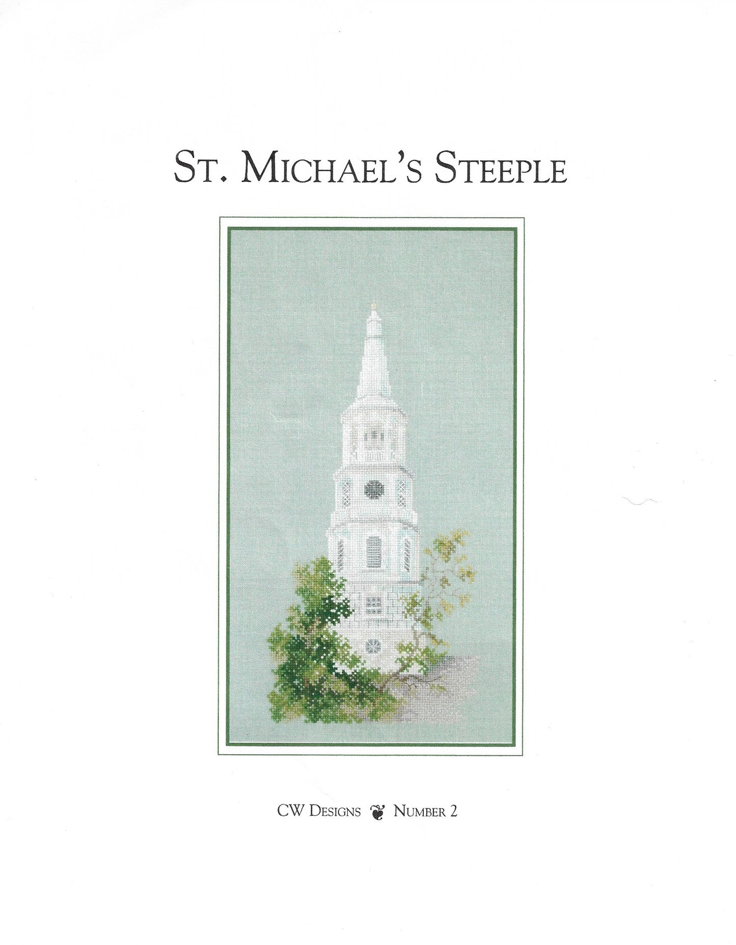 CW Designs St. Michaels Steeple church cross stitch pattern