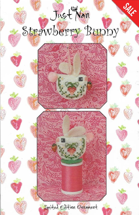 Just Nan Strawberry Bunny limited edition ornament cross stitch pattern