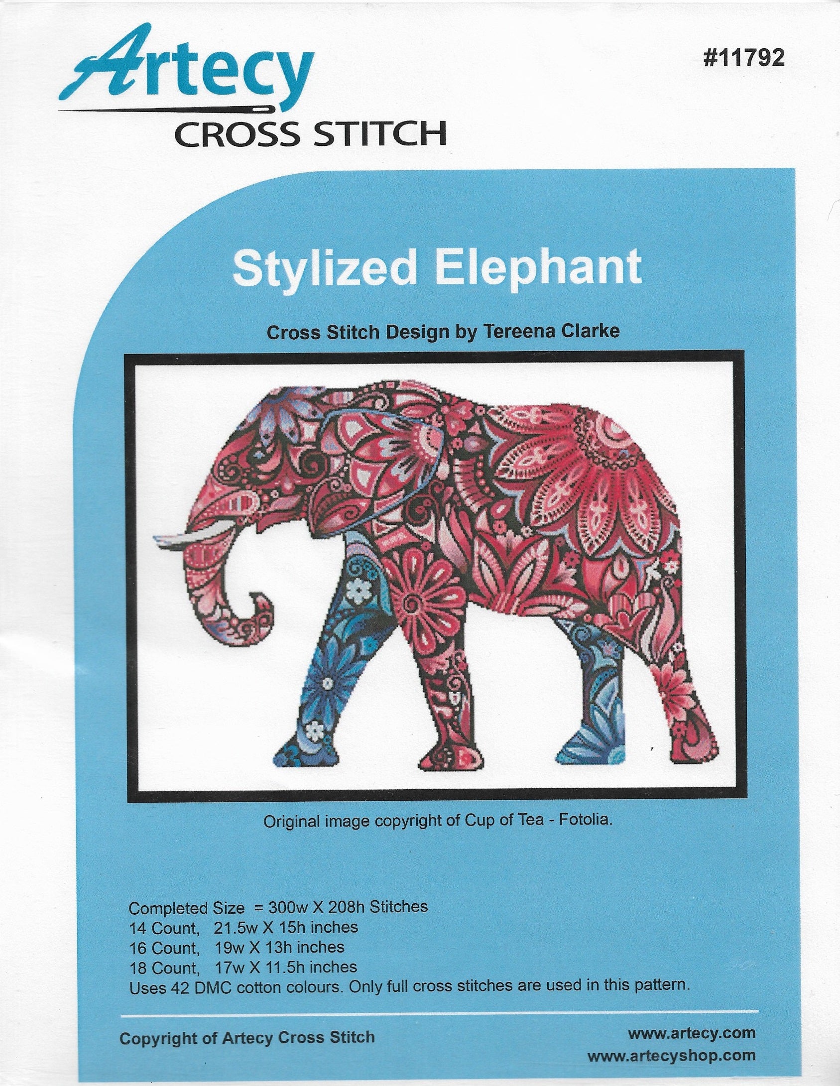 ArtecyStylized Elephant cross stitch pattern