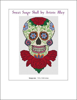 Artists Alley Sugar skull on roses cross stitch pattern
