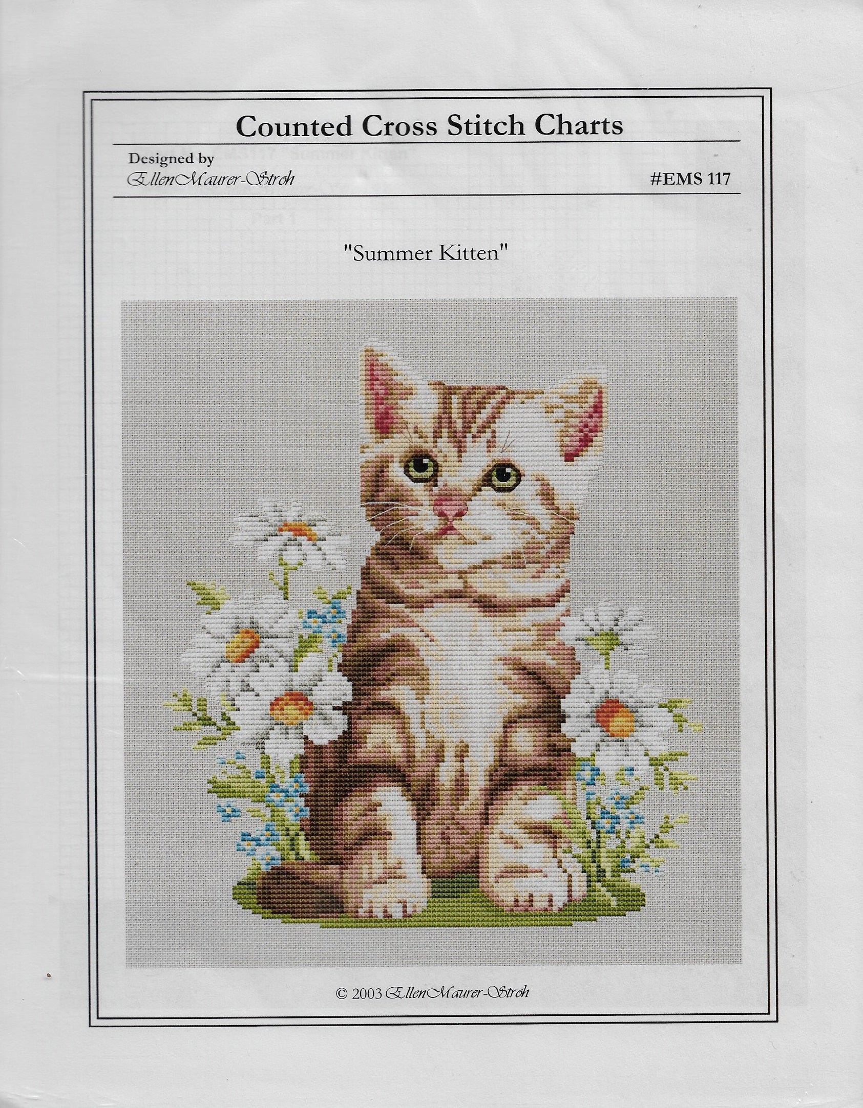 Ellen Maurer-Stroh Summer Kitten cat cross stitch pattern