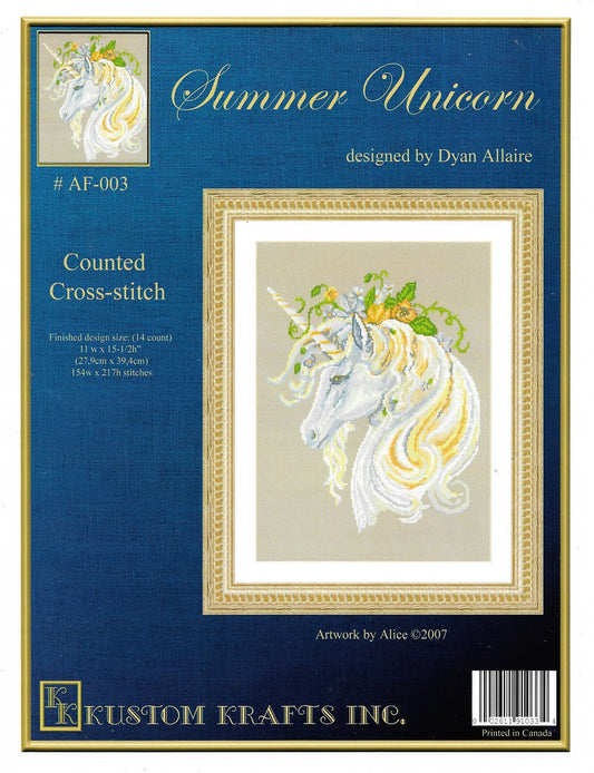 Kustom Krafts Summer Unicorn, AF-003 cross stitch pattern