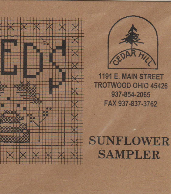 Cedar Hill Sunflower Sampler flower cross stitch pattern