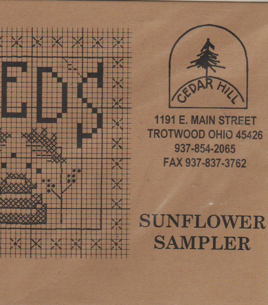 Cedar Hill Sunflower Sampler flower cross stitch pattern