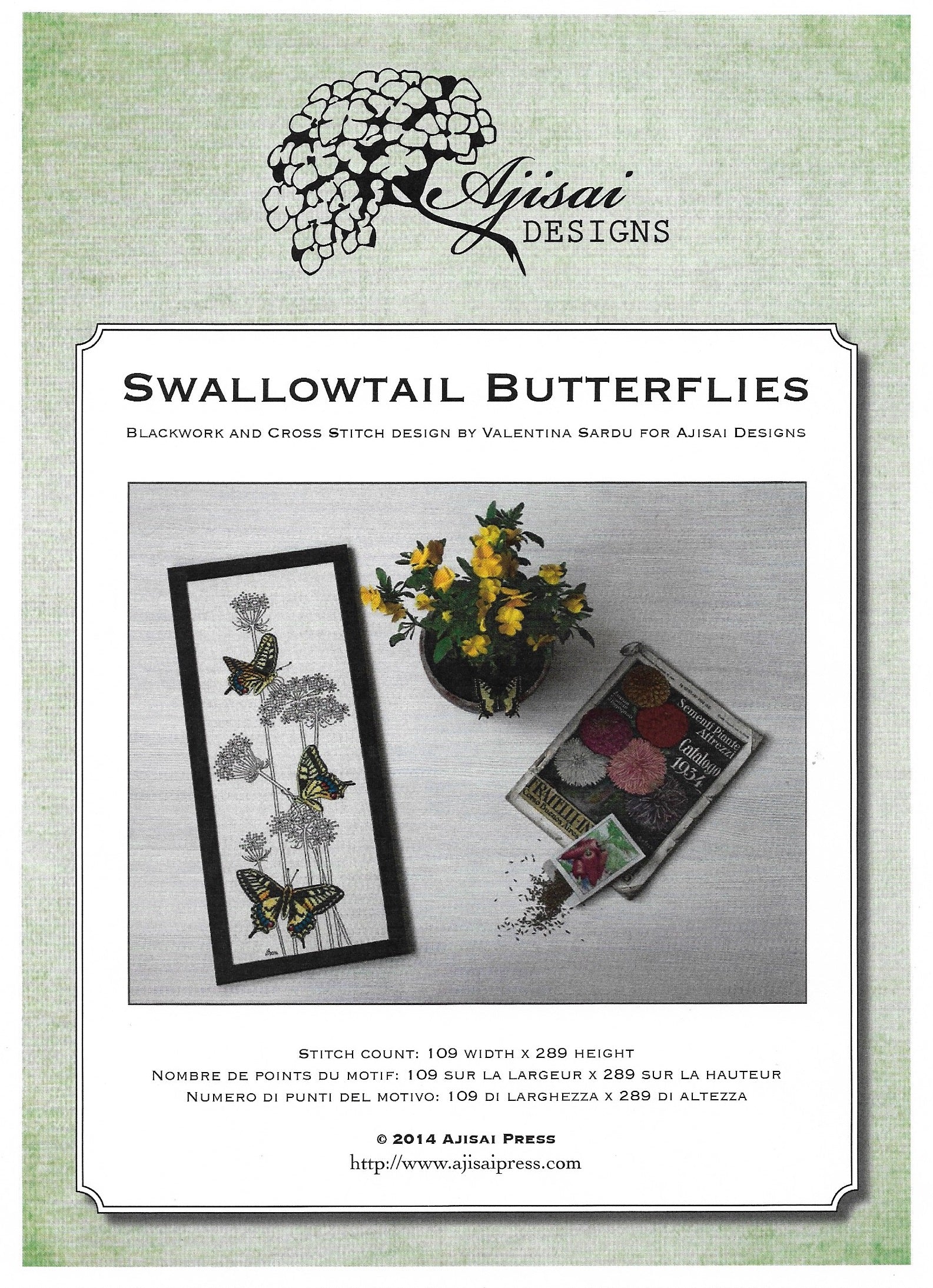 Ajisai Press Swallowtail Butterflies cross stitch pattern