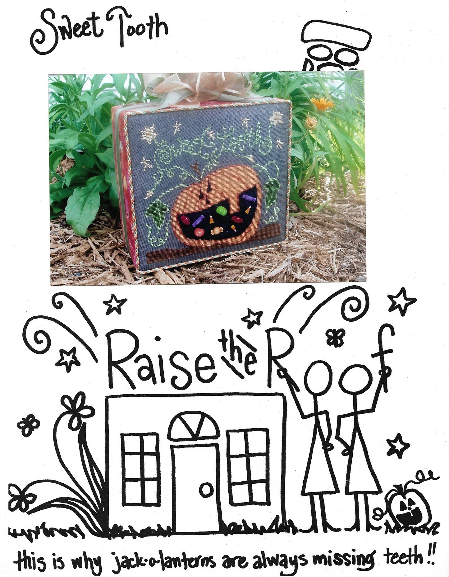 Raise the Roof Sweet Tooth halloween cross stitch pattern