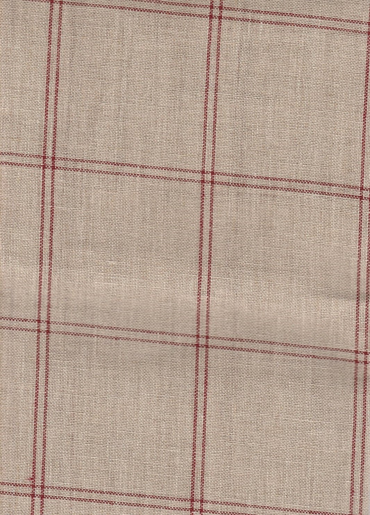 Noden Crafts Tattersal 28ct 22x22 Natural/Burgandy Linen cross stitch Fabric