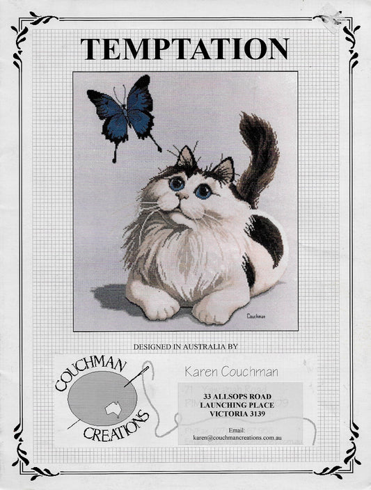 Couchman Creations Temptation Cat and Butterfly cross stitch pattern