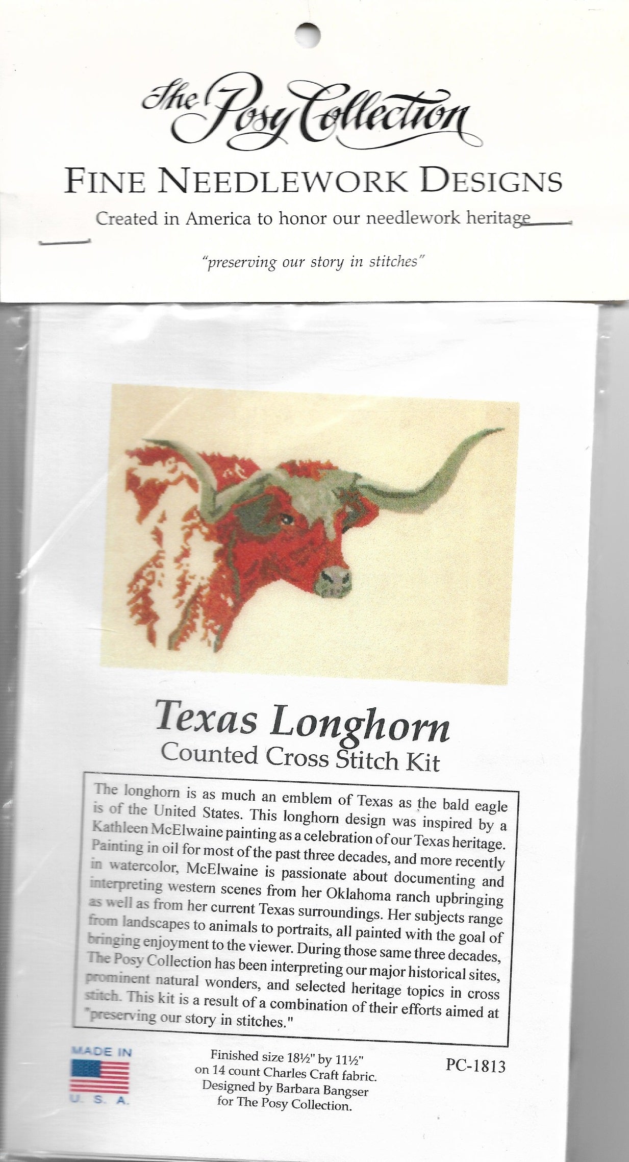 Posy Collection Texas Longhorn PC-1813 cross stitch pattern=