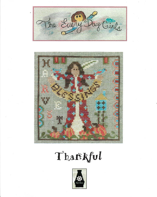 Ship's Manor Thankful Everyday girls cross stitch pattern