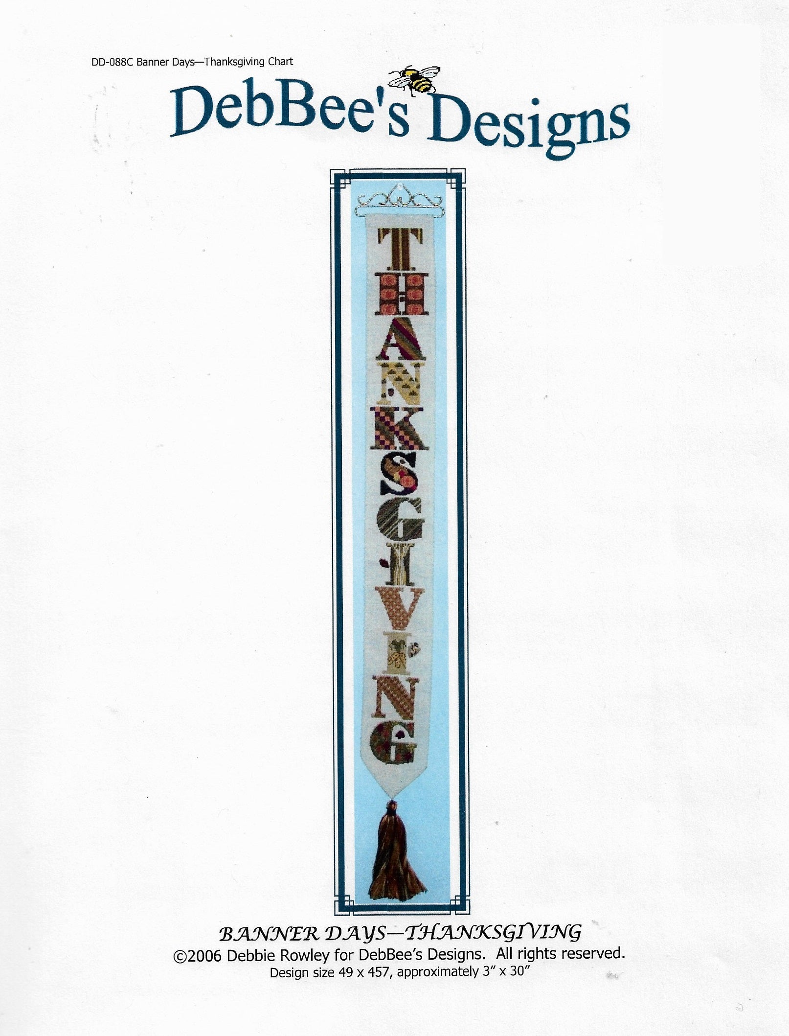 DebBee's Thanksgiving Banner cross stitch pattern