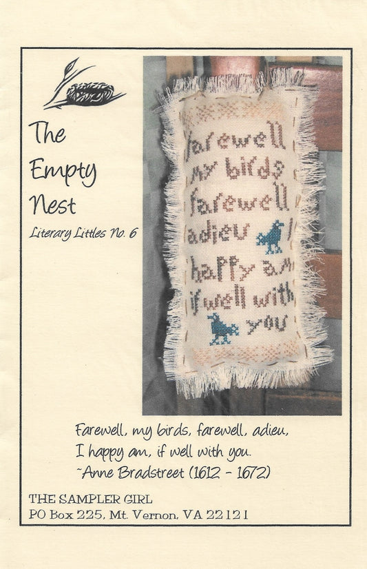 The Sampler Girl The Empty Nest bird cross stitch pattern